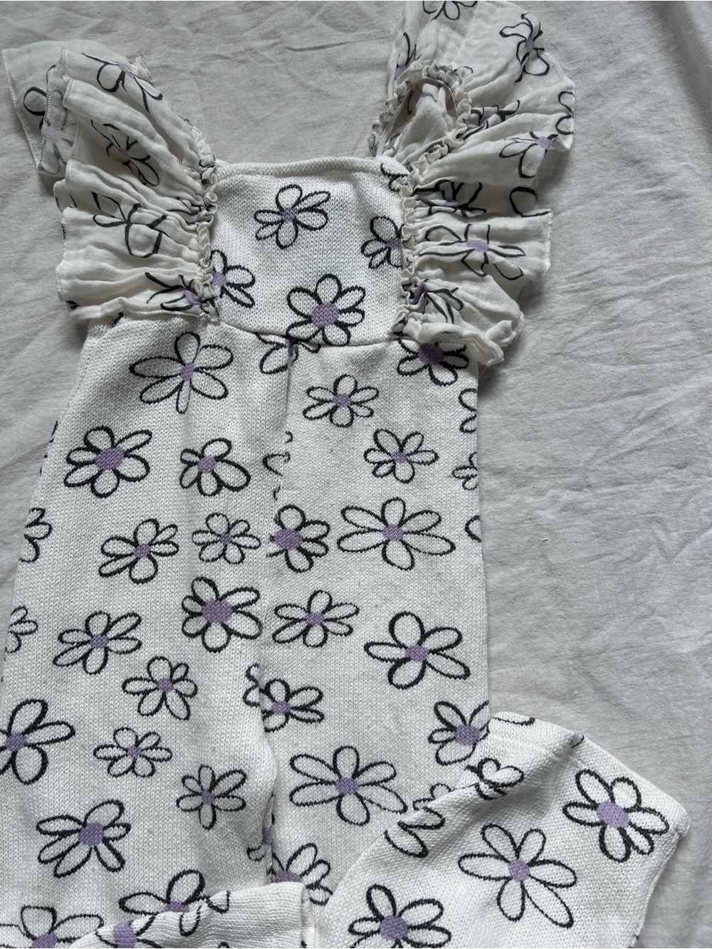Zara White Floral Romper with Purple Centers - Picture 3 of 3